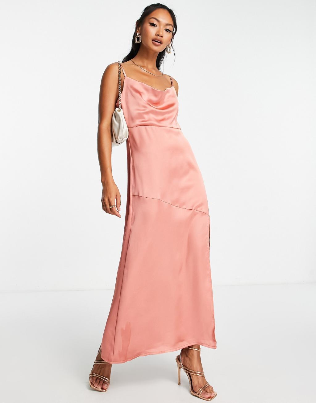 Pretty Lavish satin cowl neck midaxi dress Product Image