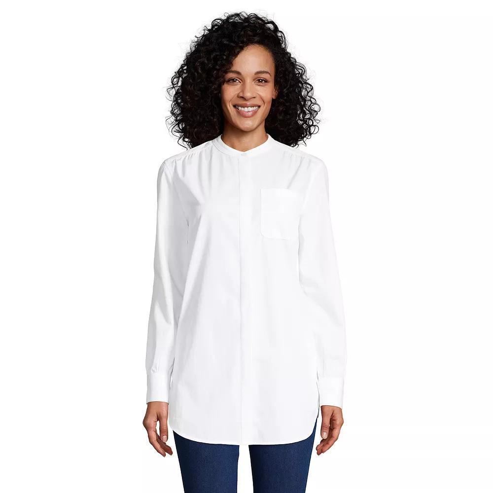 Petite Lands' End Poplin A-line Tunic Shirt, Women's, Size: Small Petite, White Product Image