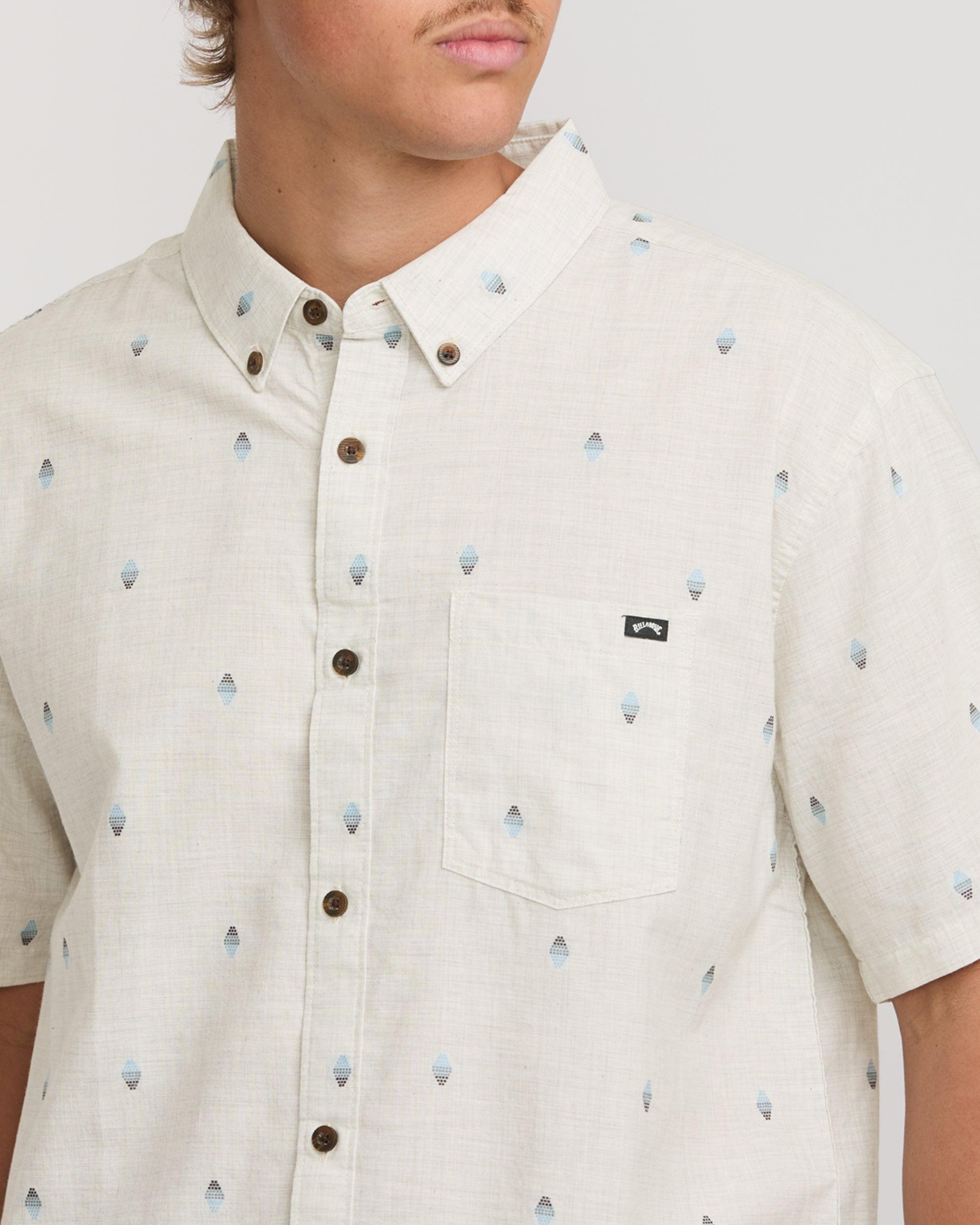 All Day Jacquard Short Sleeve Shirt - Oatmeal Male Product Image