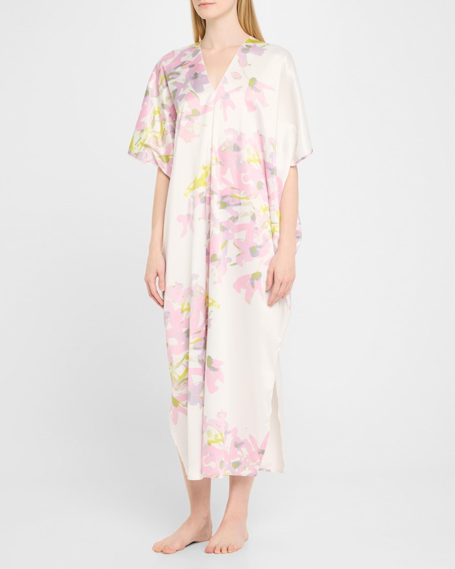 Sumi-E Floral-Print Charmeuse Midi Caftan Product Image