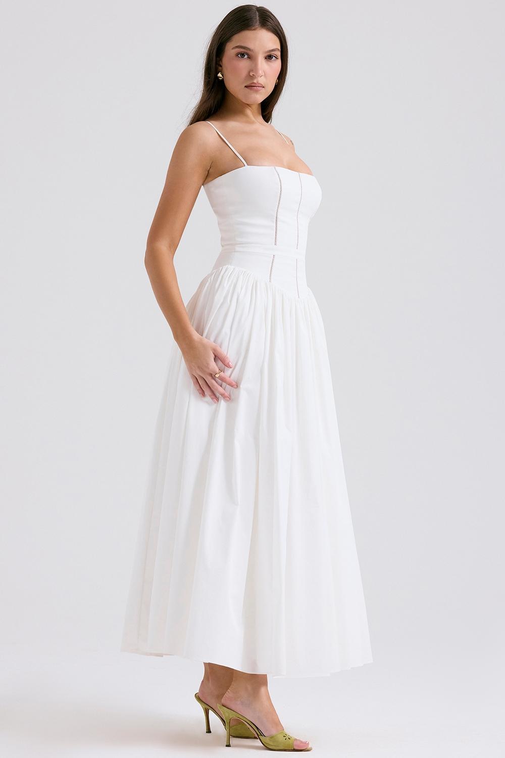 Ysabella  white cotton maxi sundress Product Image