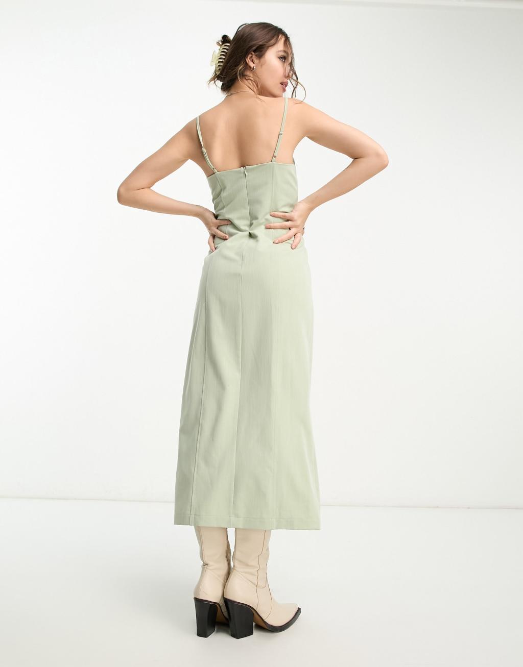 Emory Park bust detail split hem midi dress Product Image