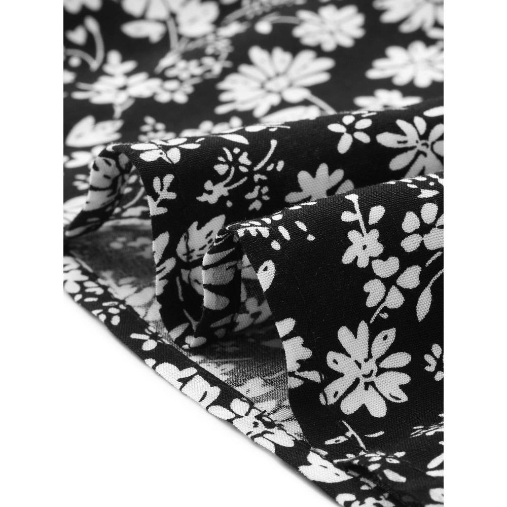 INSPIRE CHIC Women's Summer Floral Puff Short Sleeve Square Neck Boho Casual Pockets Tiered Midi Dress Product Image