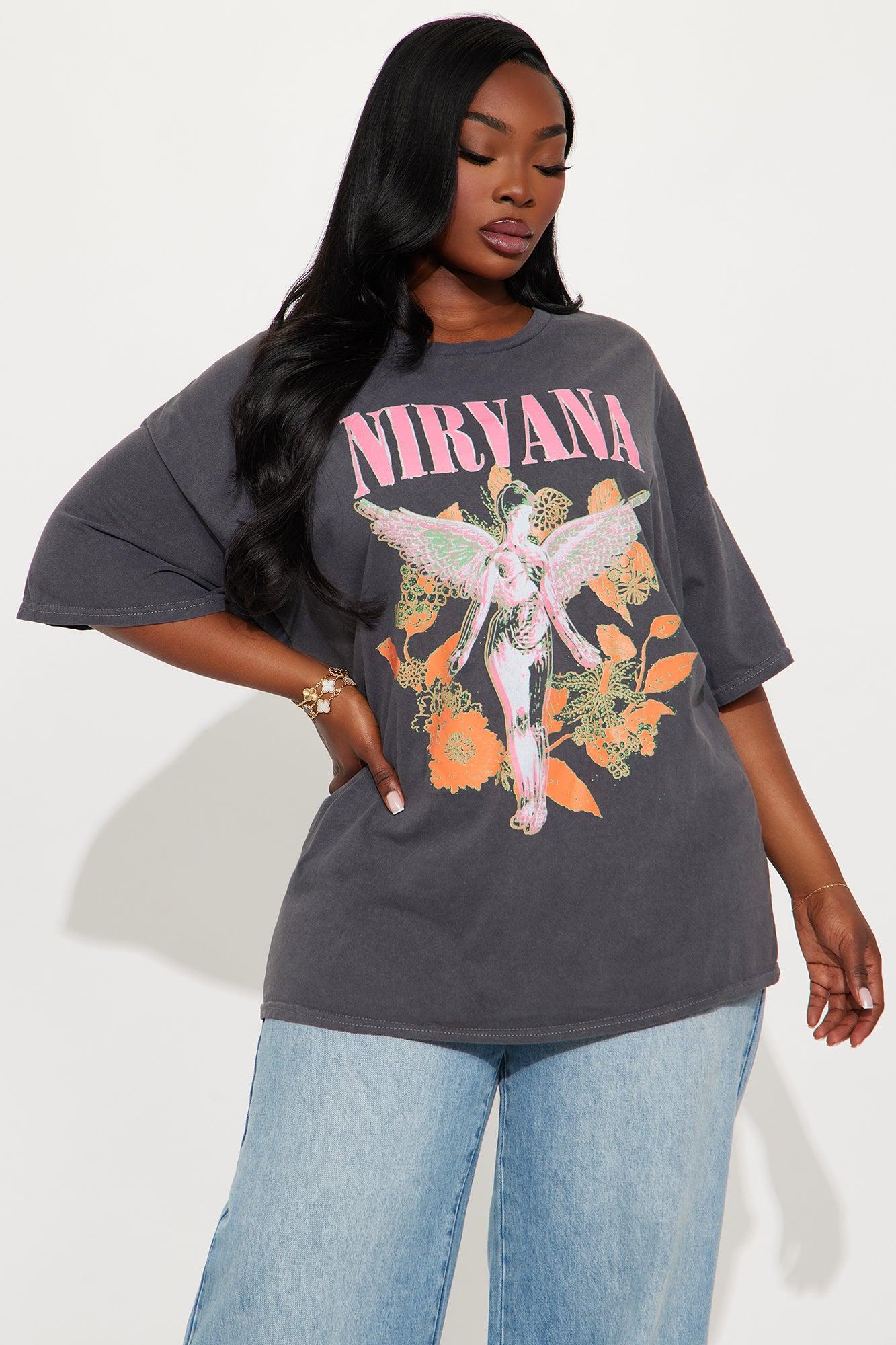 Nirvana Utero Flowers Washed Oversized Tee - Black Product Image
