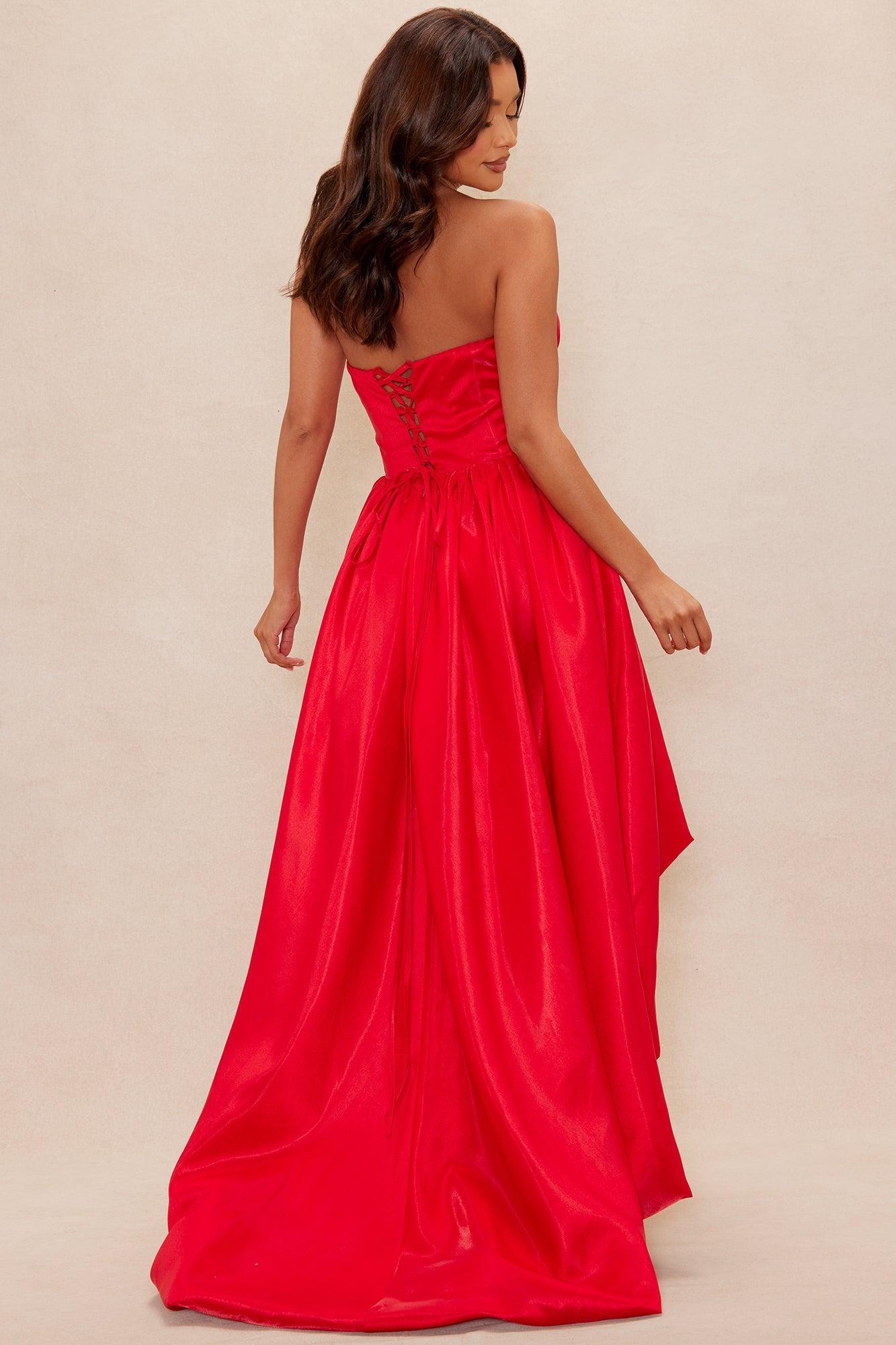 Milan High Low Taffeta Gown   - Red Female Product Image