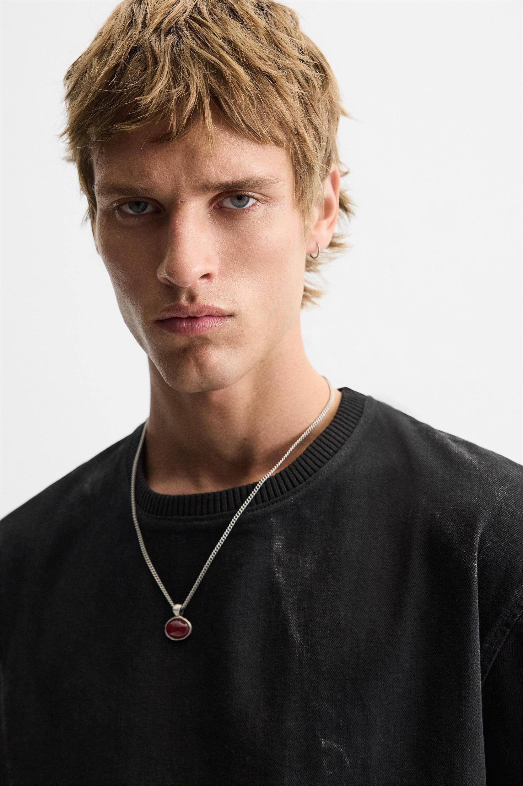 CROPPED FIT DENIM T-SHIRT Product Image