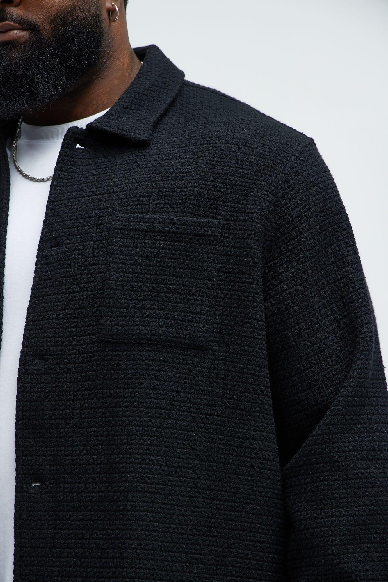 Linden Textured Button Up Shirt - Black Product Image