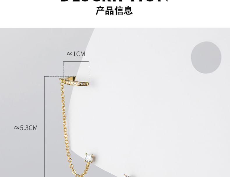 S925 Sterling Silver Rhinestone Chained Ear Cuff Product Image