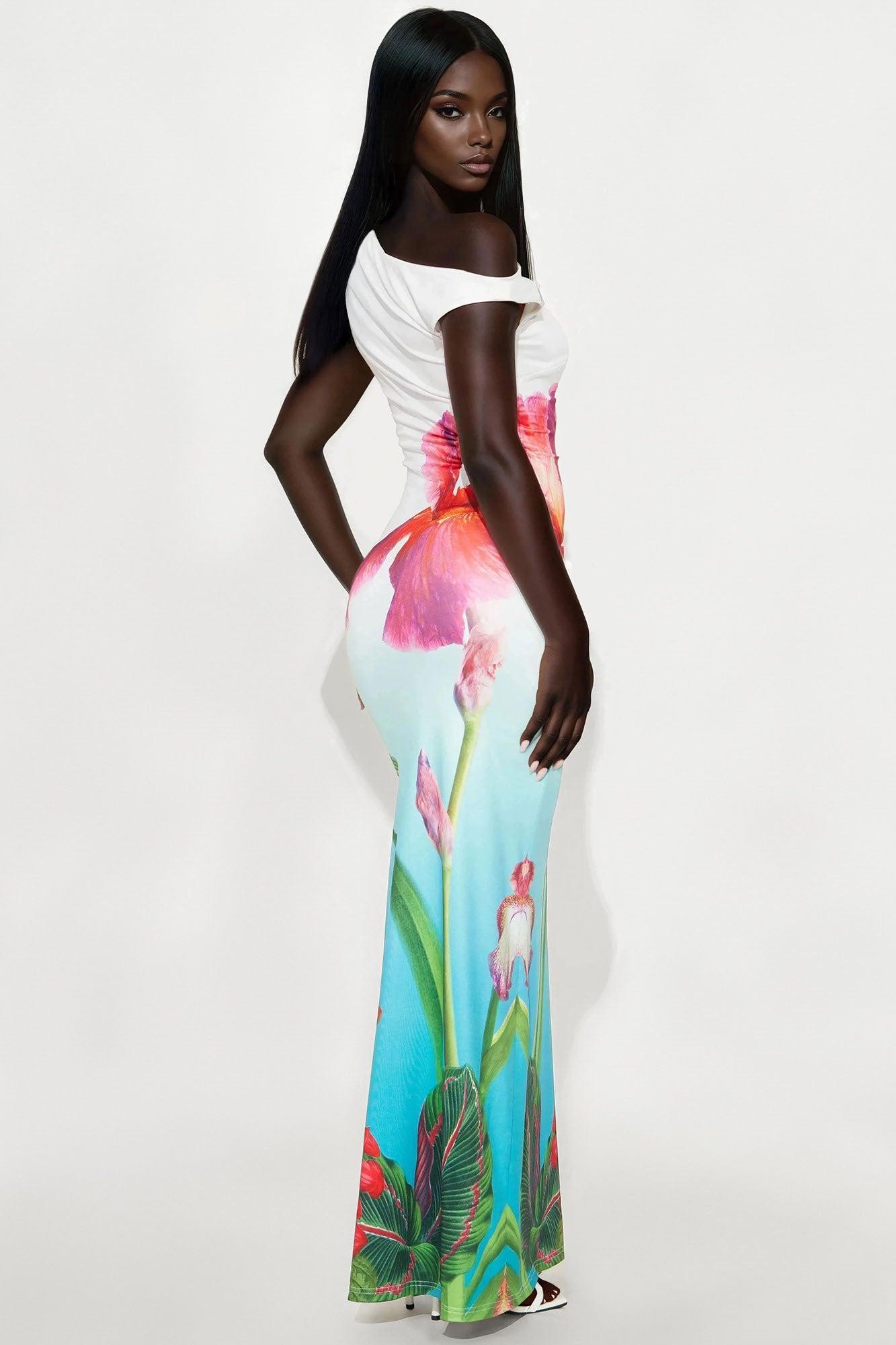 Jolene Off Shoulder Floral Maxi Dress - White/combo Product Image