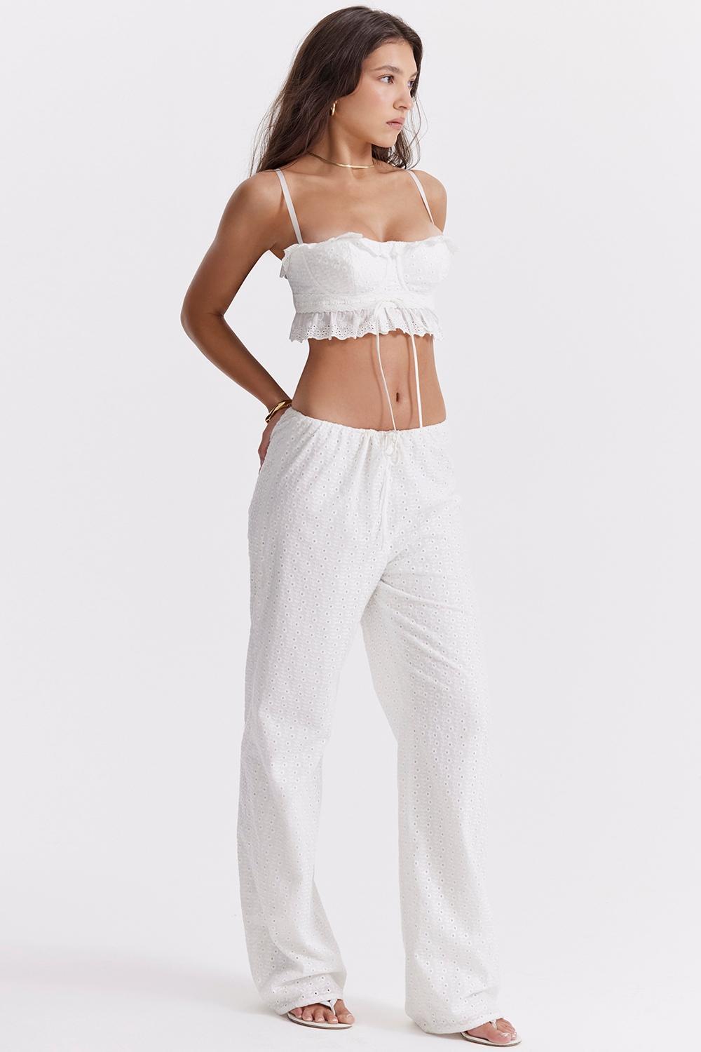 Frankie  white broderie anglais trousers Product Image