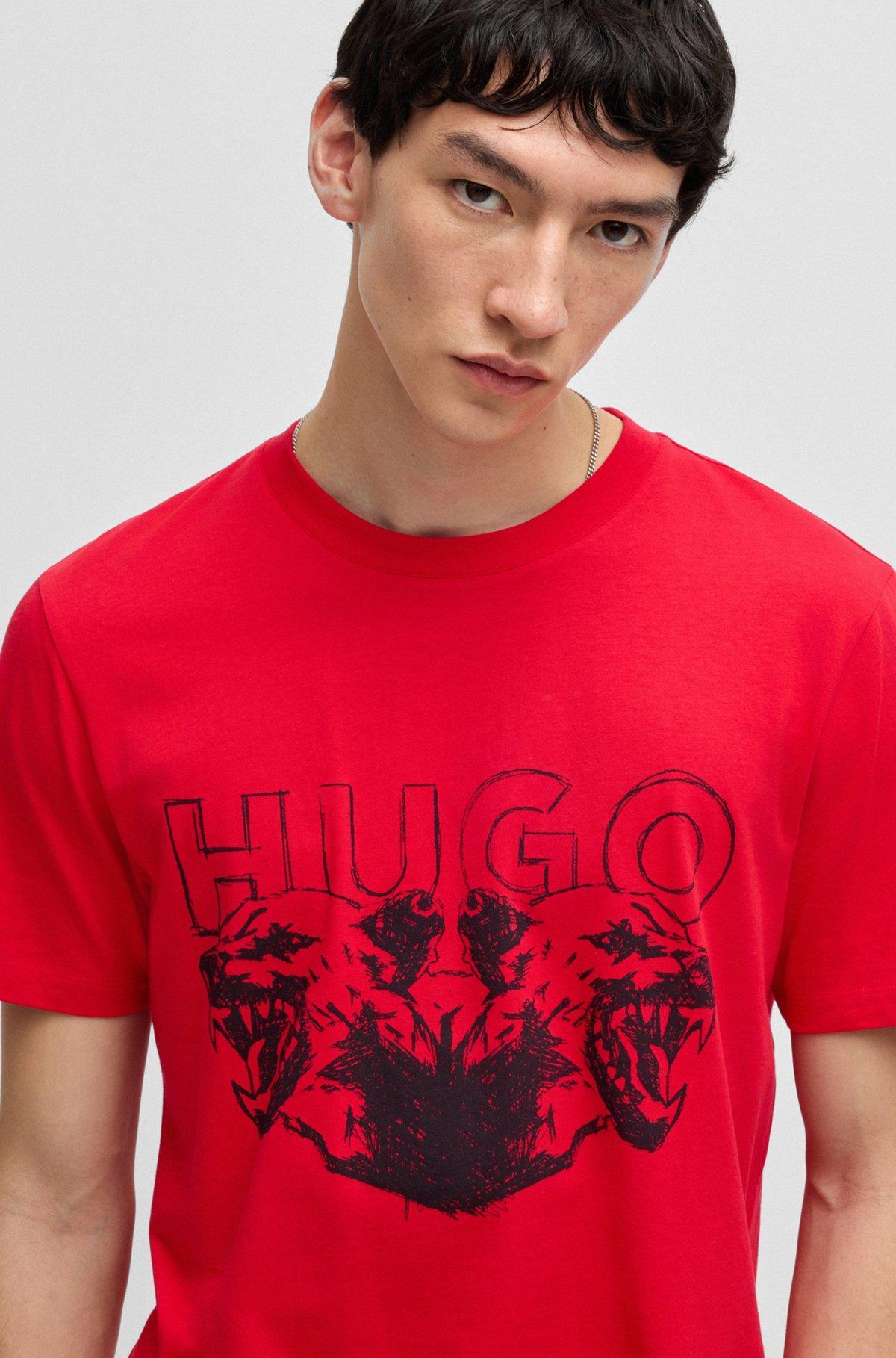 Cotton-jersey T-shirt with logo and animal graphic Product Image