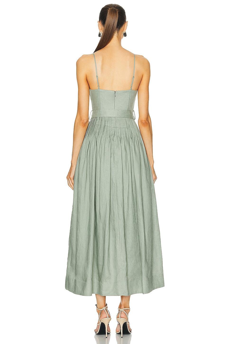Mireille Belted Pintuck Midi Dress Product Image