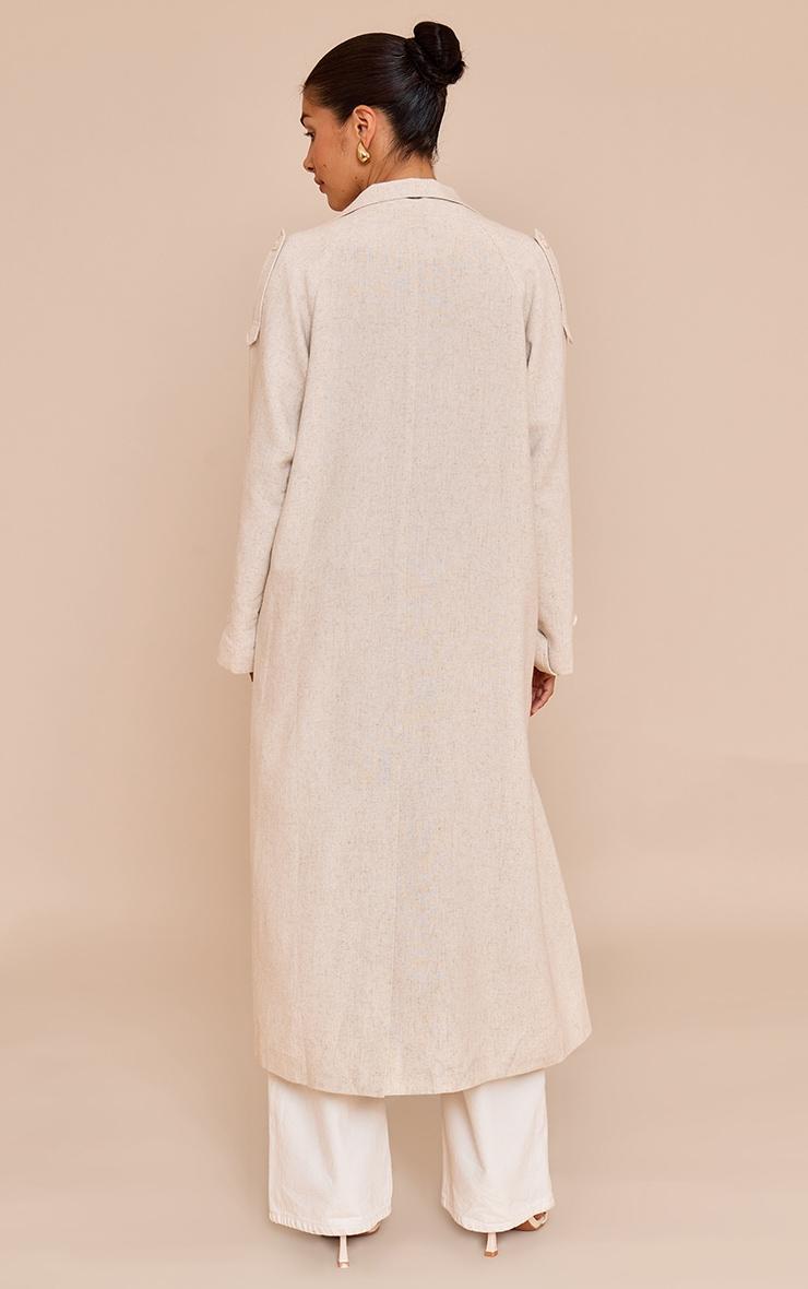 Petite Stone Oversized Linen Look Maxi Trench Coat Product Image