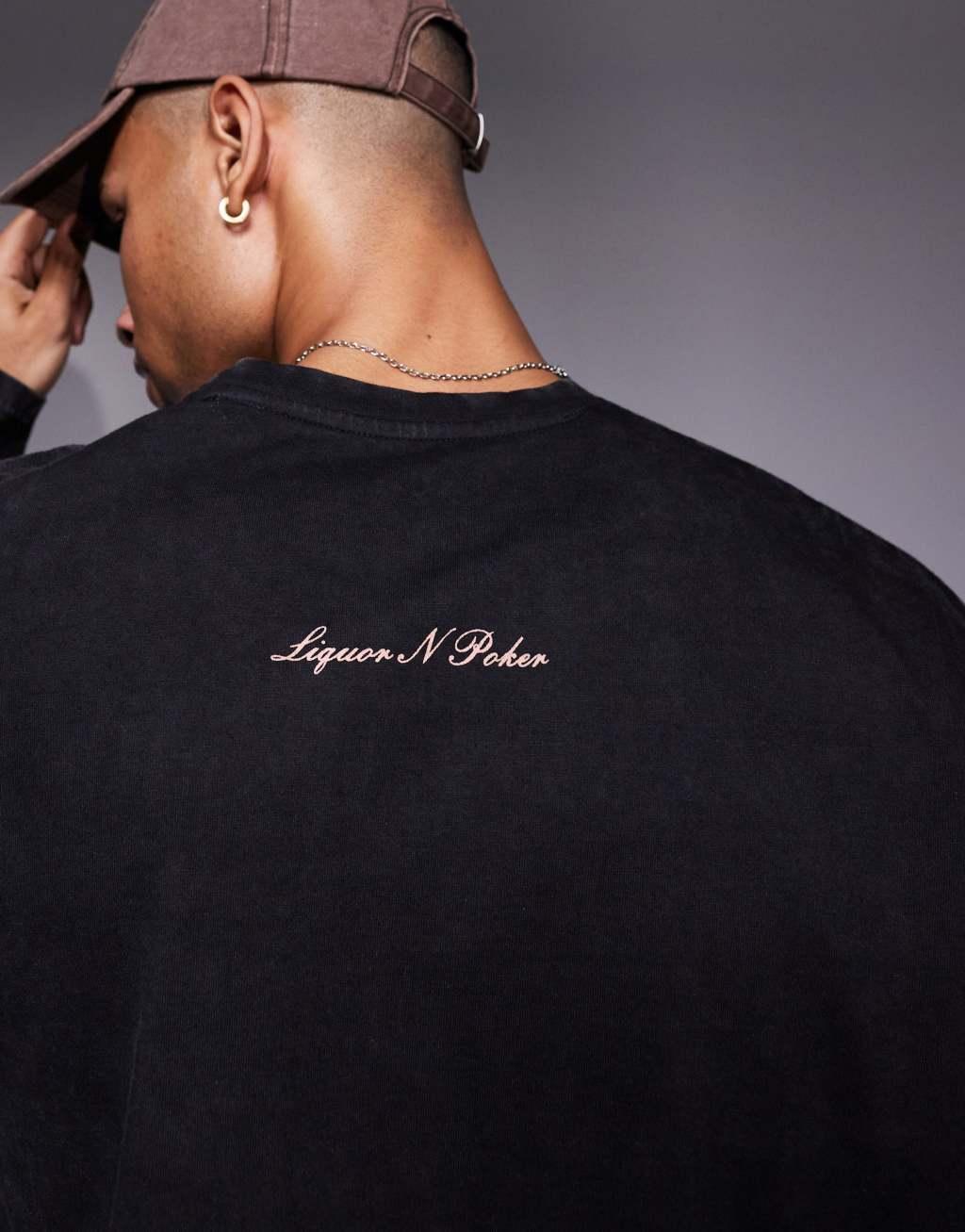 Liquor N Poker renaissance graphic long sleeve t-shirt in gray Product Image