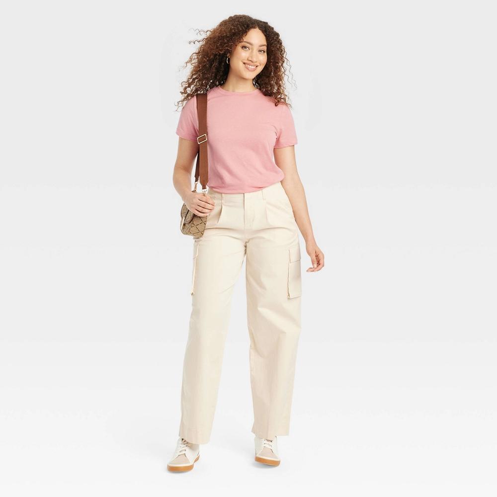 Women's Short Sleeve T-Shirt - A New Day™ Rose Pink L Product Image
