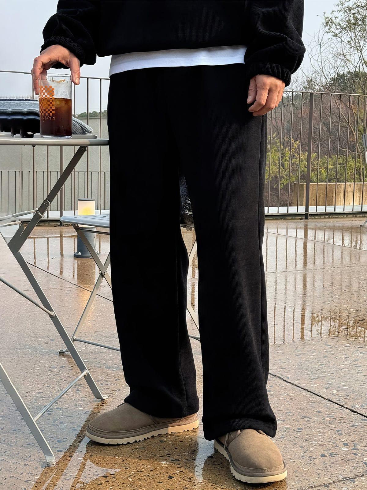 RT No. 12456 BLACK KNIT HALF ZIP & SWEATPANTS Product Image