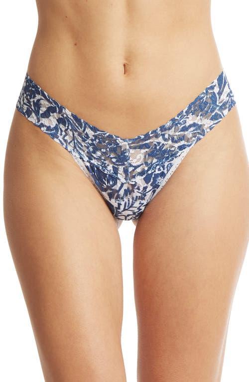 Printed Low-Rise Signature Lace Thong Product Image