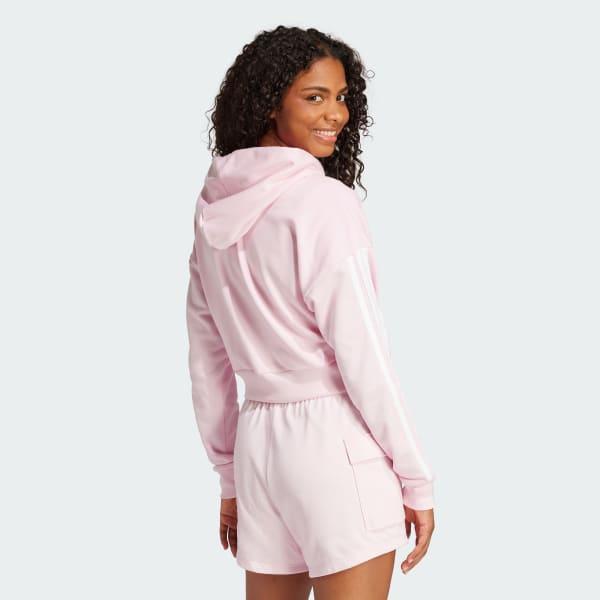 Women's adidas Essentials 3-Stripes French Terry Sportswear Hoodie, Size: XL, Black White Product Image
