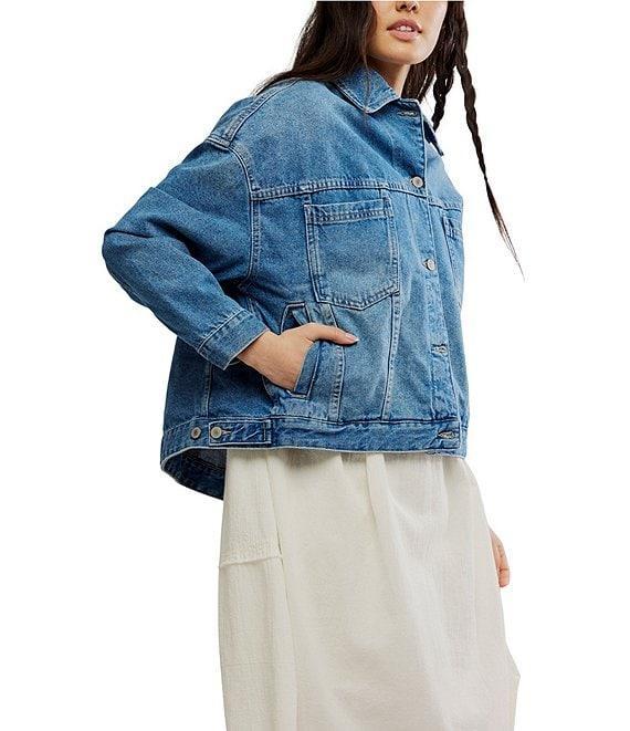 Free People Opal Swing Long Sleeve Denim Jacket Product Image