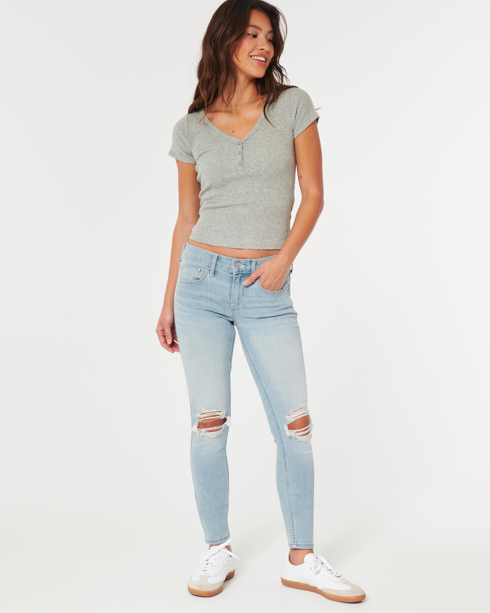 Low-Rise Medium Wash Super Skinny Jeans Product Image