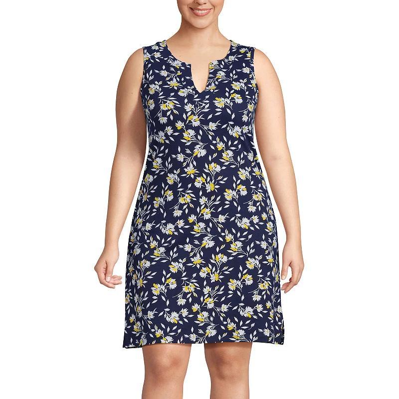 Plus Size Lands End Splitneck Swim Cover-Up Dress, Womens Product Image