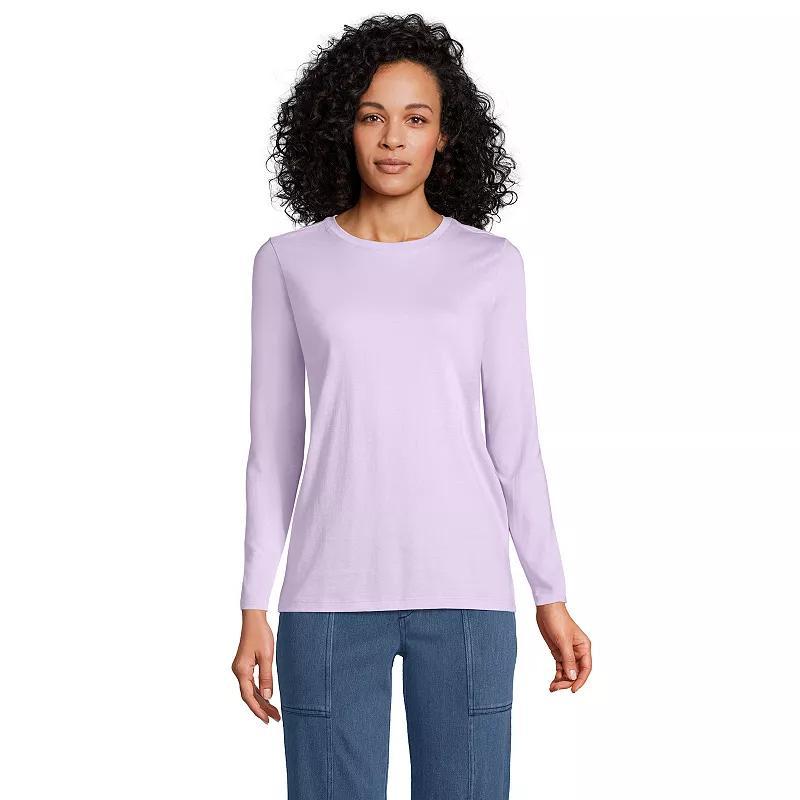 Petite Lands' End Relaxed-Fit Supima Long Sleeve Cotton Crewneck Tee, Women's, Size: XS Petite, Black Product Image