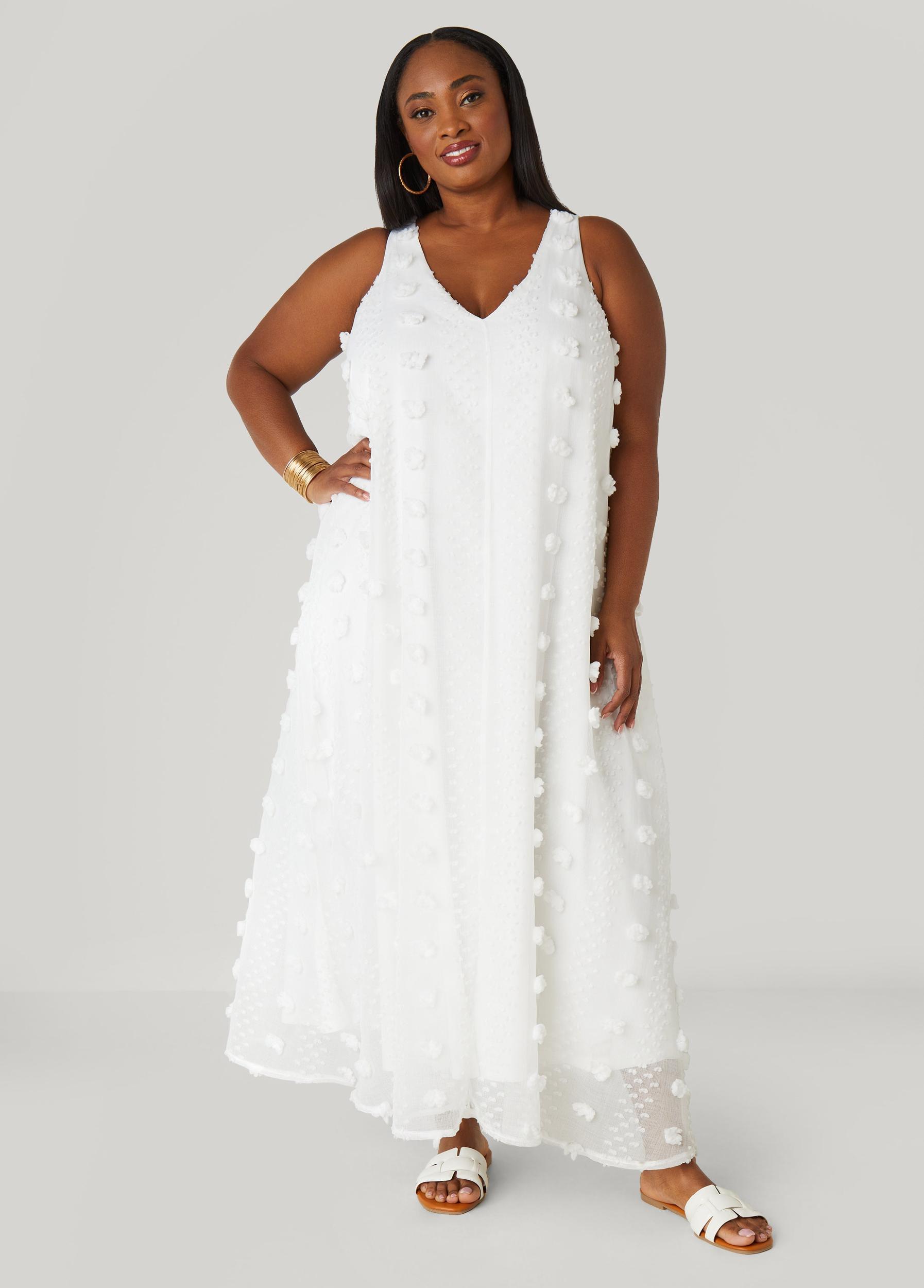 Plus Size Pompom Gauze Maxi Dress Ashley Stewart Product Image