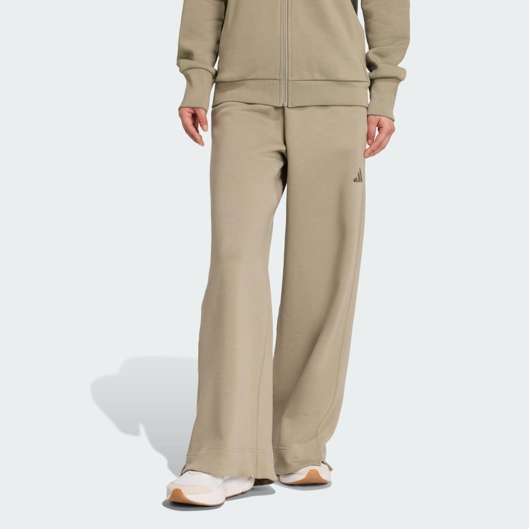 adidas ALL SZN Fleece Loose Wide-Leg Pants Warm Sandstone M Womens Product Image