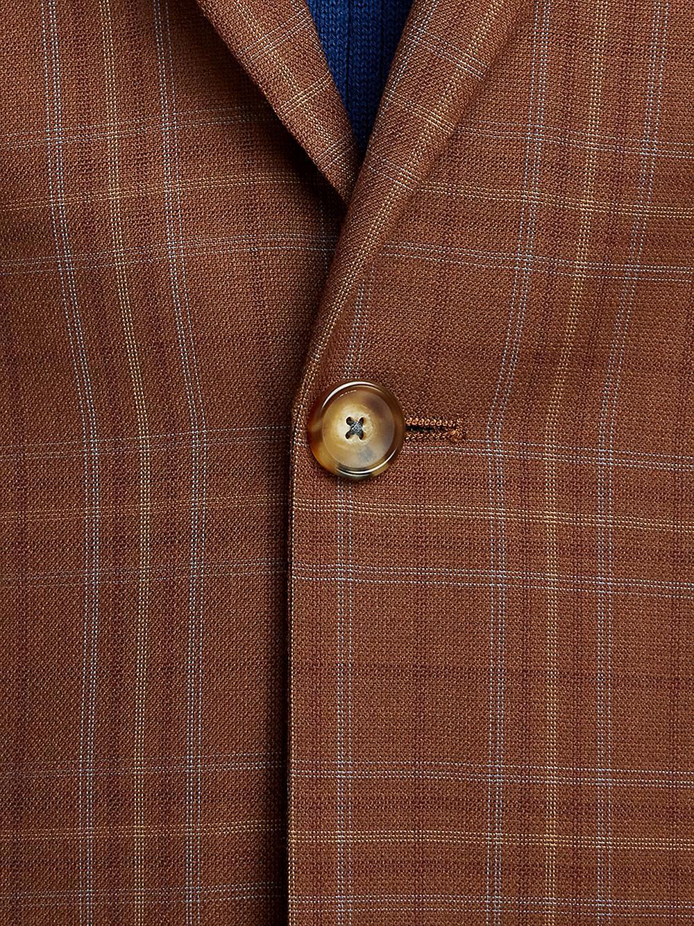 Wool Plaid Single Breasted Peak Lapel Sport Coat - Copper Plaid Product Image