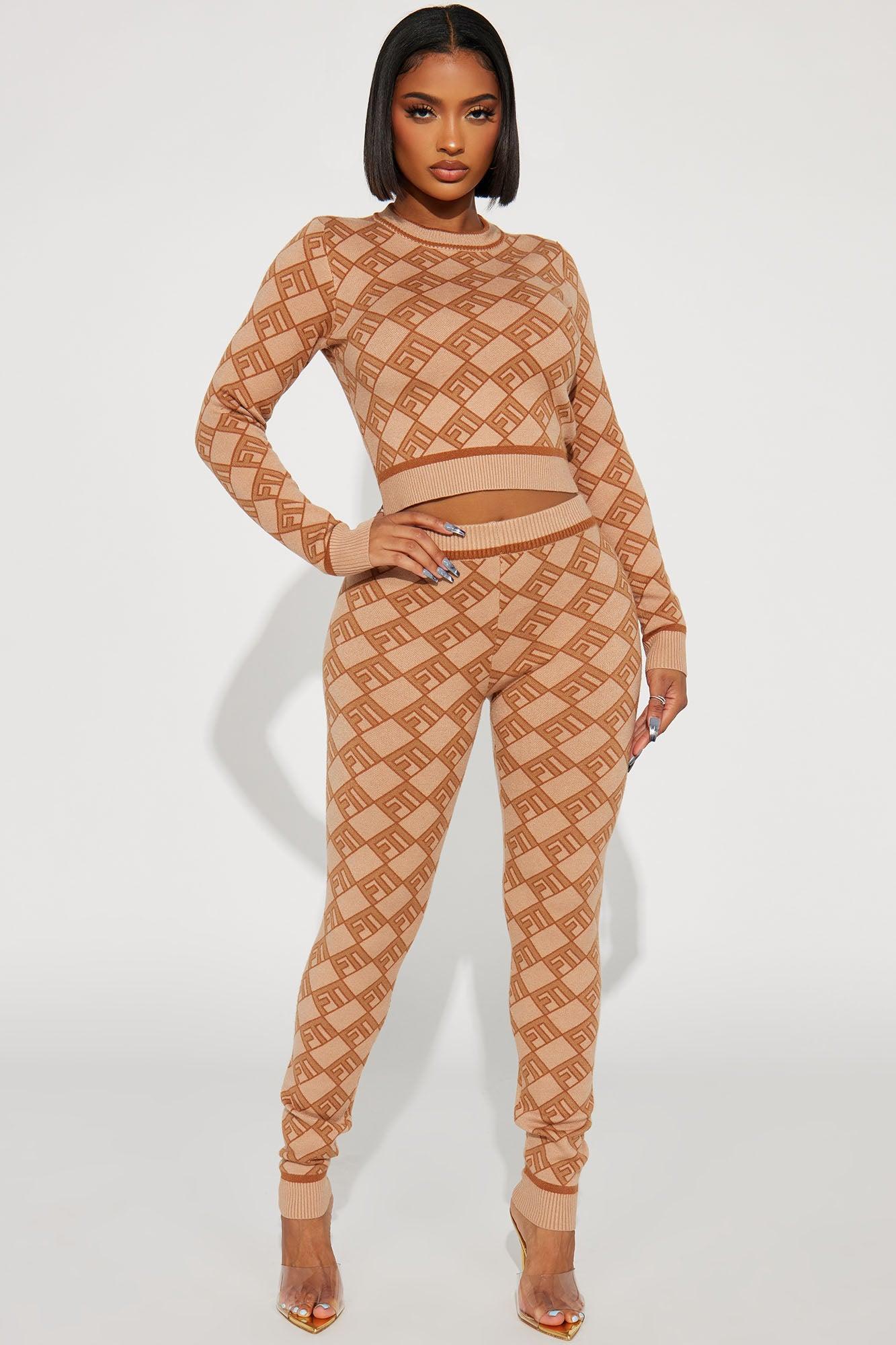 Maribella Sweater Legging Set - Taupe/combo Female Product Image
