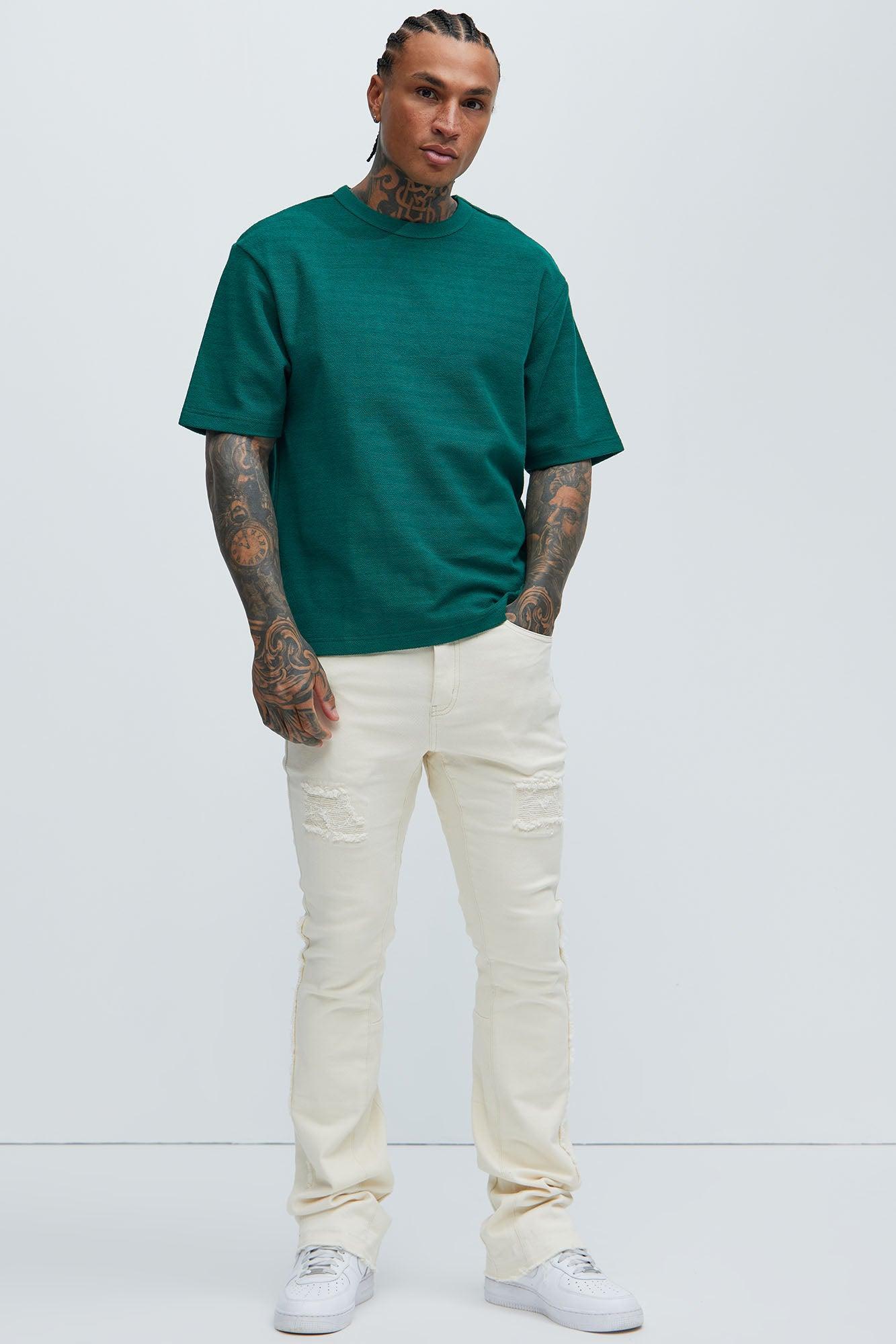 Burke Textured Relaxed Tee - Green Product Image