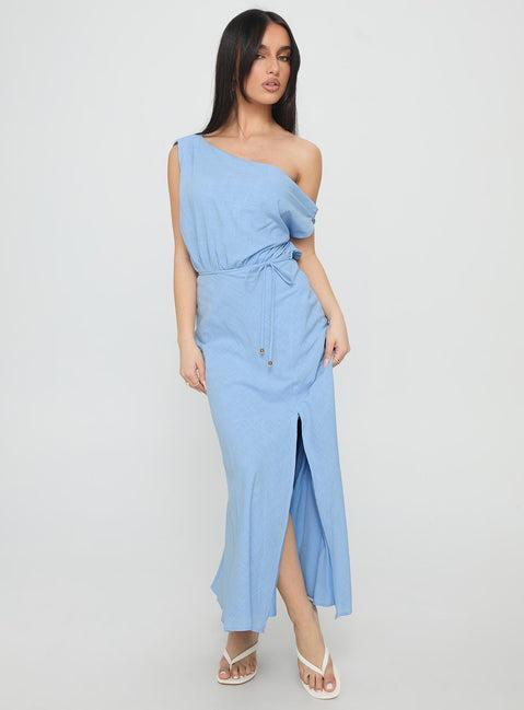 Frangelica Off The Shoulder Maxi Dress Light Blue Product Image