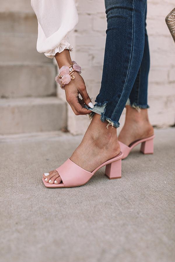 The Linette Faux Leather Block Heel In Pink Product Image