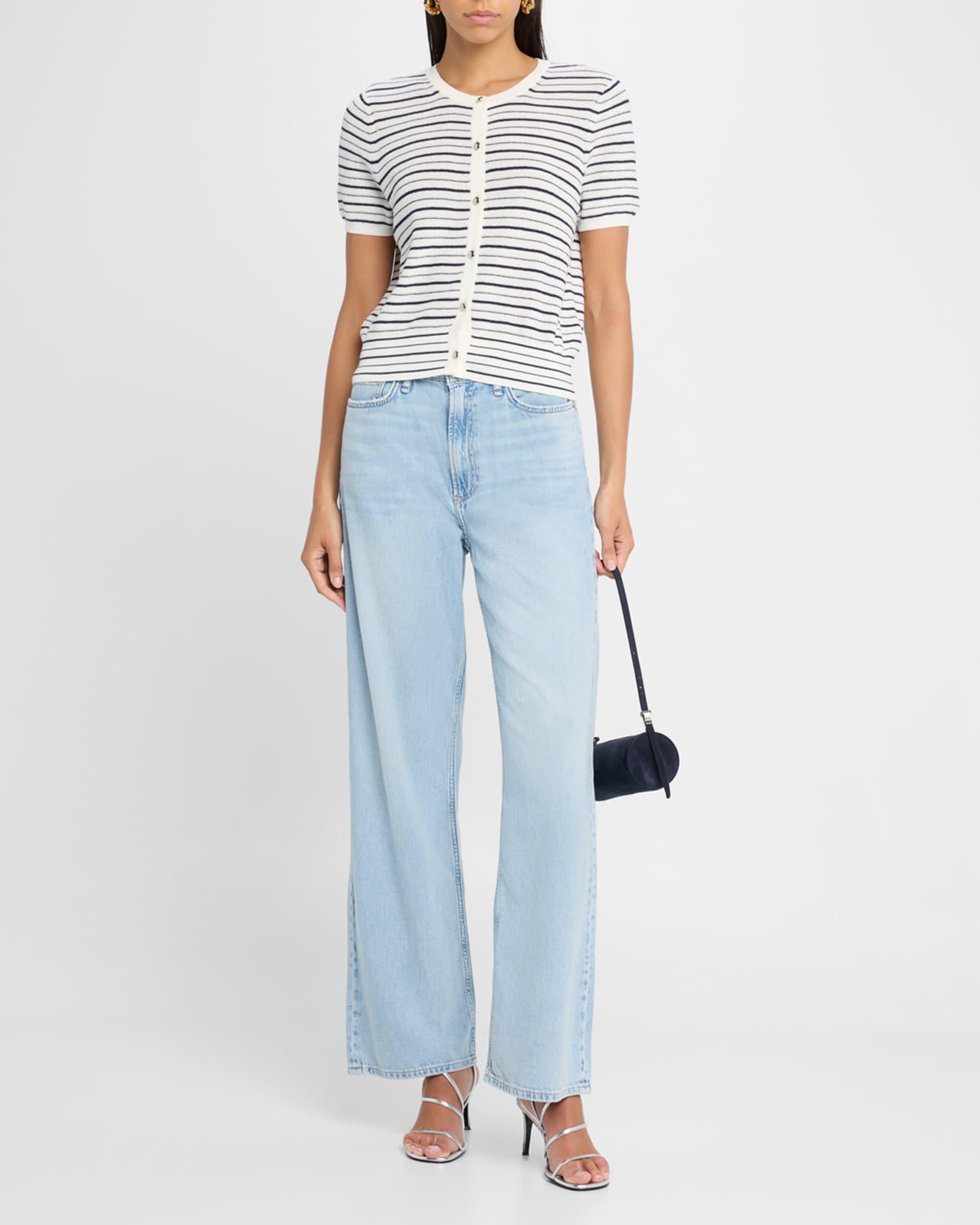Dina Stripe Short-Sleeve Cardigan  Product Image