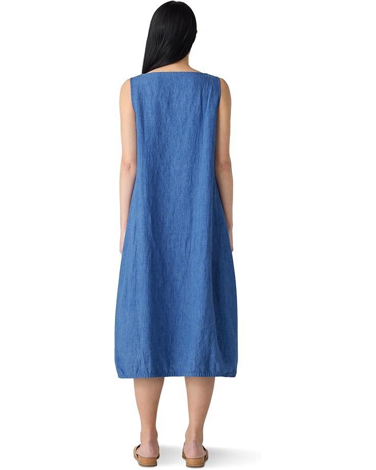 Cotton Blend Stripe Stitch Notch Collar Shirt Dress Product Image