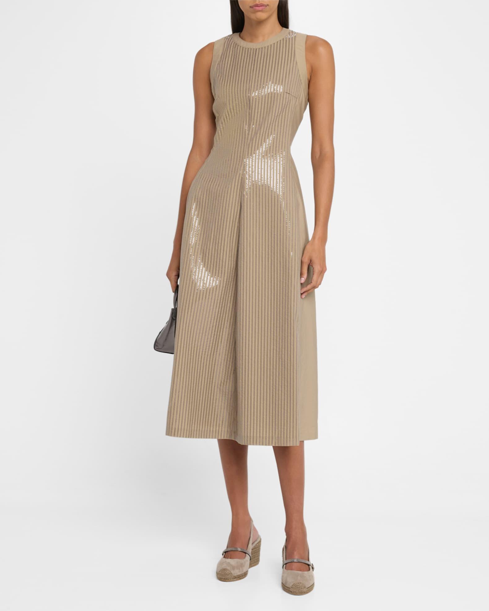 Front Sequined Techno Poplin Corset Midi Dress Product Image