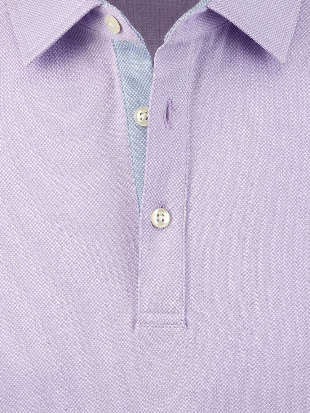 Cotton Blend Three Button Polo - Lavender Product Image