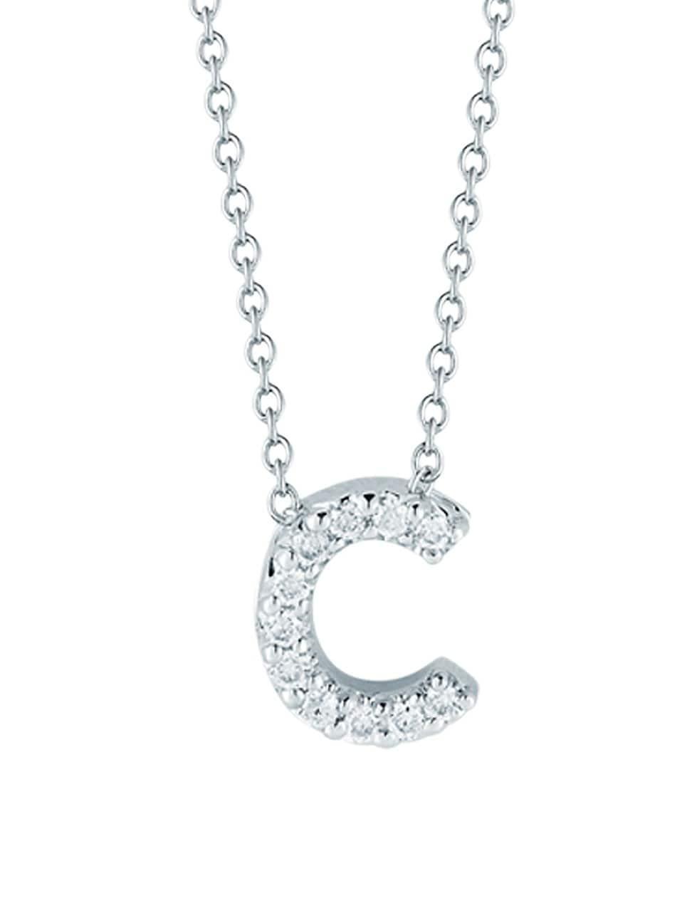 Roberto Coin 18K White Gold Initial Love Letter Pendant Necklace with Diamonds, 16 Product Image