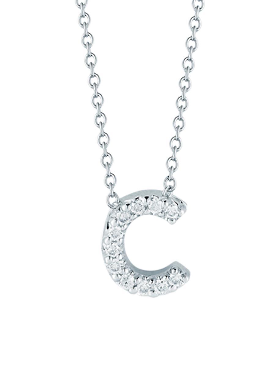 Roberto Coin 18K White Gold Initial Love Letter Pendant Necklace with Diamonds, 16 Product Image