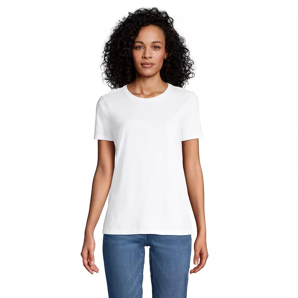 Petite Lands' End Relaxed-Fit Supima Cotton Crewneck Tee, Women's, Size: Medium Petite, Black Product Image