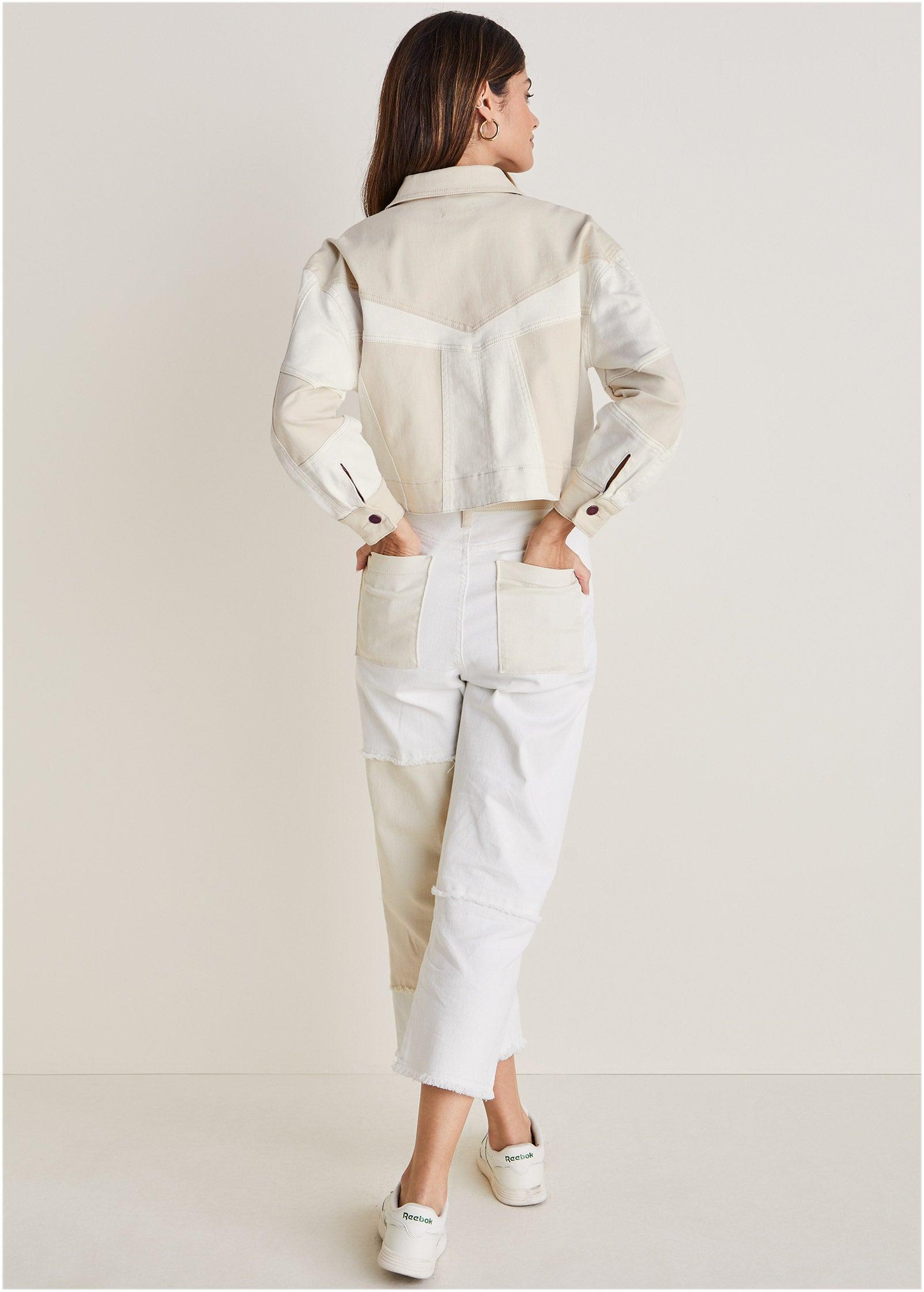 Patchwork Denim Jacket - Whisper White/Turtledove Combo Product Image