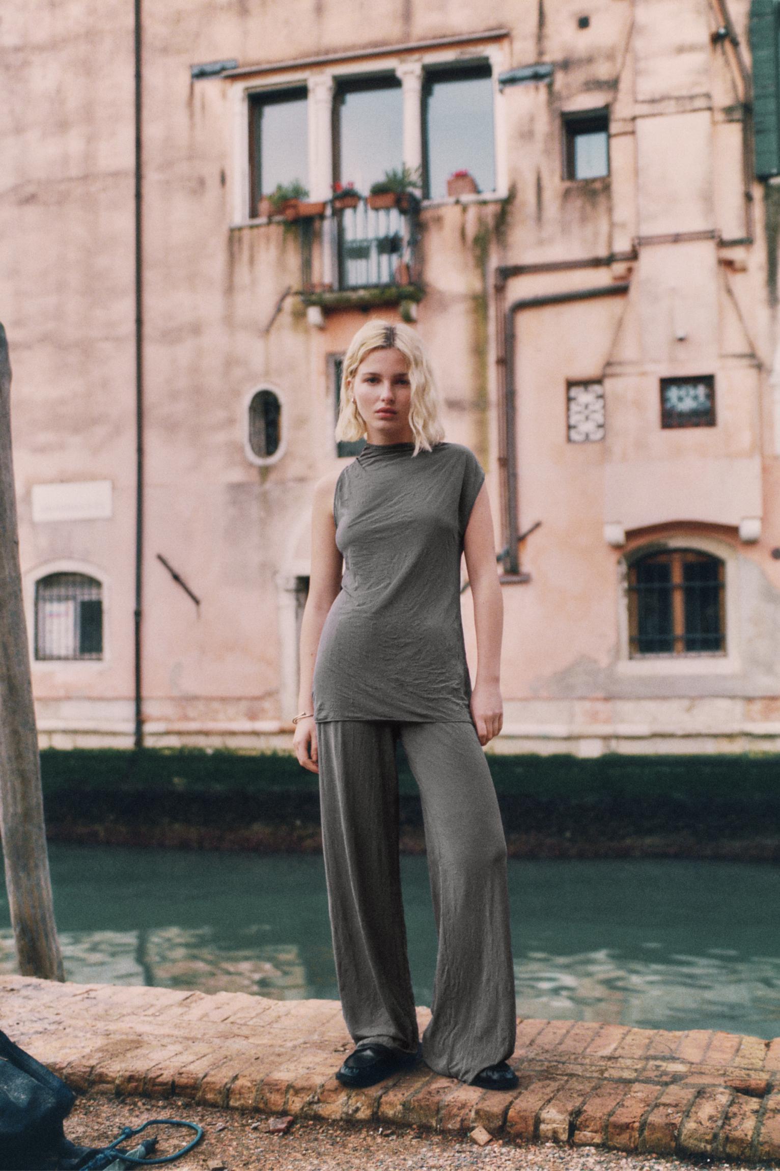 Asymmetric creased-effect T-shirt Product Image