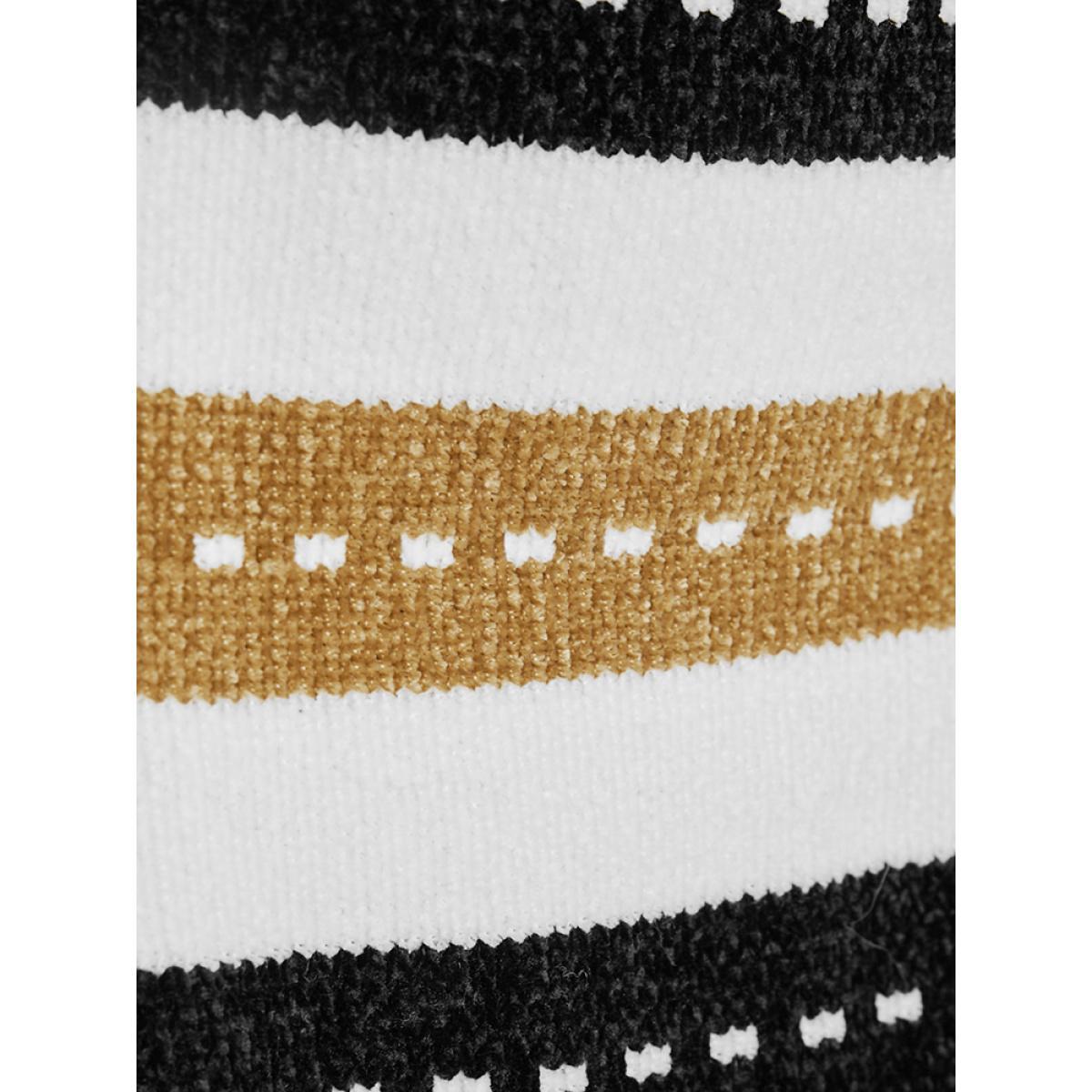 Plus Size Striped Contrast Pointelle Knit Jacquard Open Front Cardigan Multicolor Women Casual Long Sleeve Dailywear Cardigans BloomChic 10/M Product Image