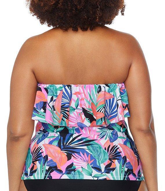 Raisins Curve Plus Size She's Like Summer Sella Strapless Ruffle Tankini Swim Top Product Image