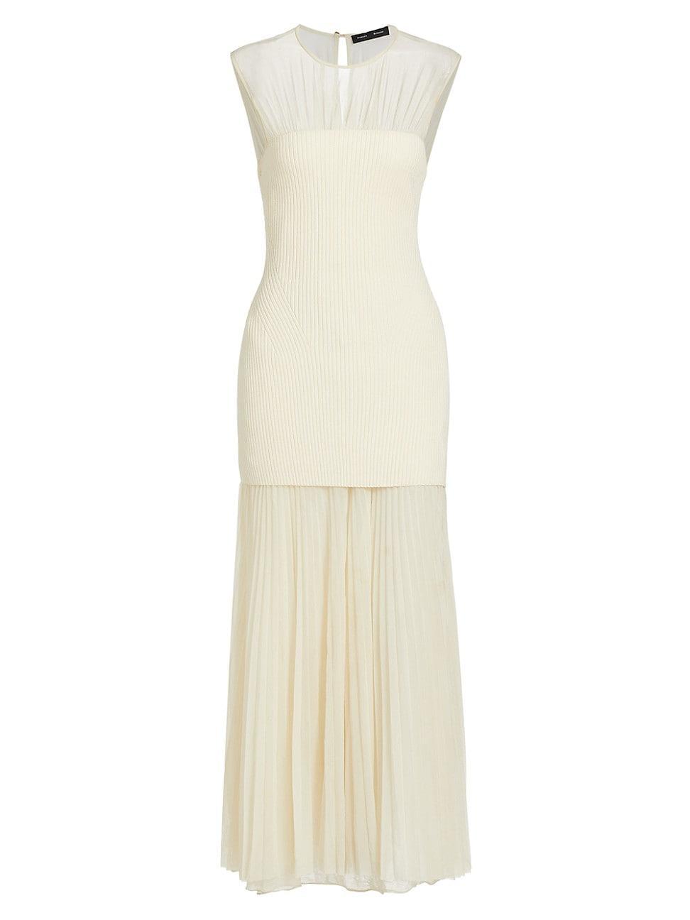 Womens Mixed-Media Floor-Length Dress Product Image