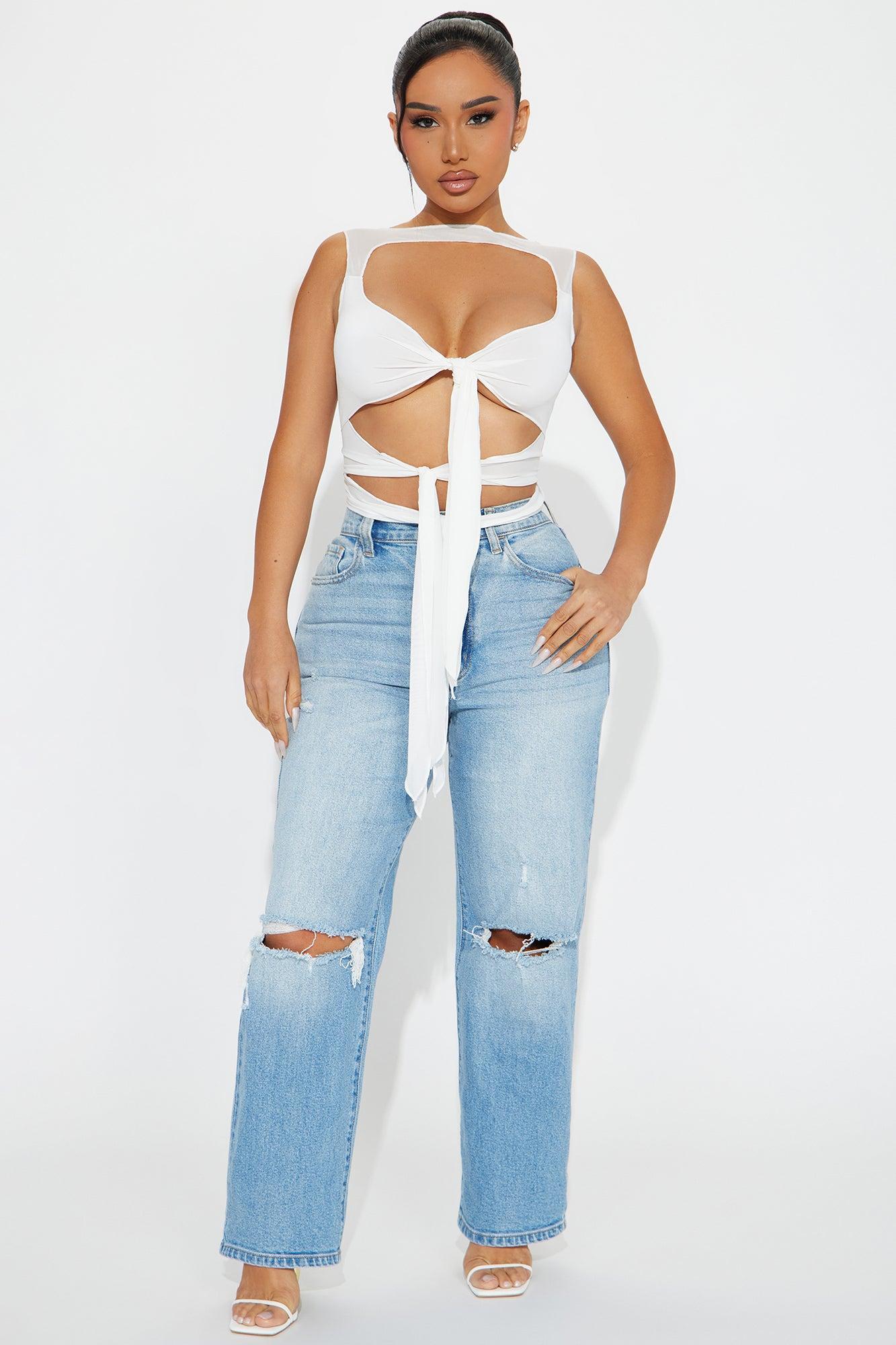 Irresistibly Me Mesh Top - White Product Image
