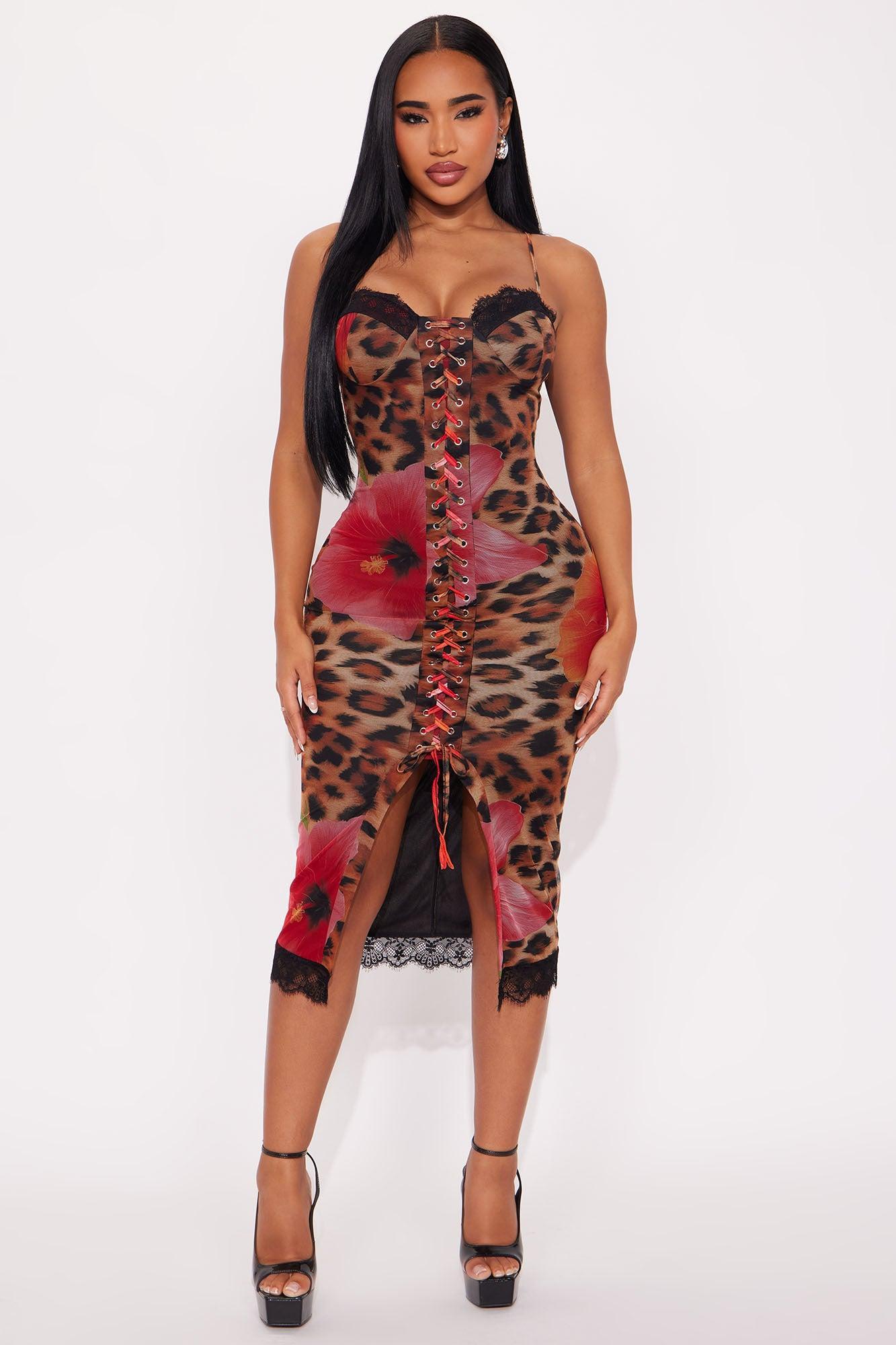 Wild Beauty Mesh Midi Dress - Pink/combo Product Image