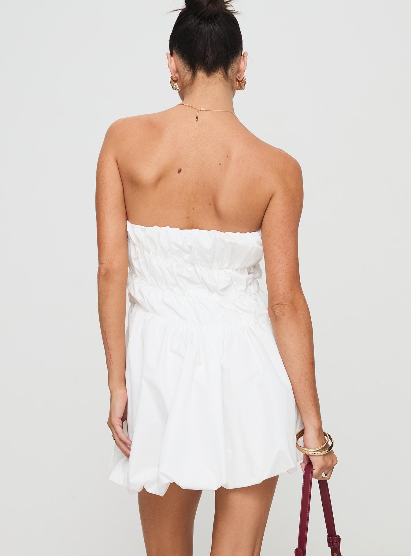 Karenza Bubble Hem Mini Dress White Product Image
