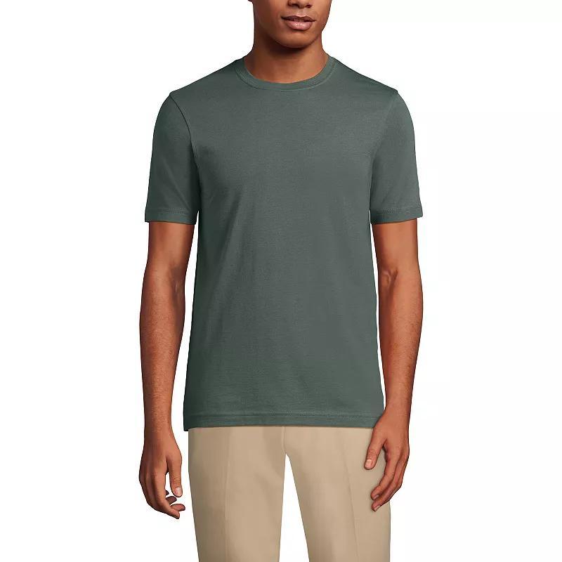 Men's Lands' End Supima Crewneck Tee, Size: Large, Grey Blue Stripe Product Image