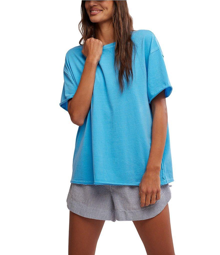 Free People Nina Short Sleeve Raw Edge Crew Neck Boxy Tee Shirt Product Image